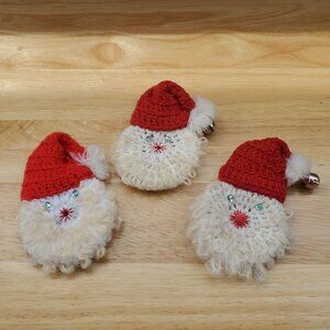 VTG 1960s Handmade Christmas Holiday Crochet Santa Claus Door Knob Covers MCM